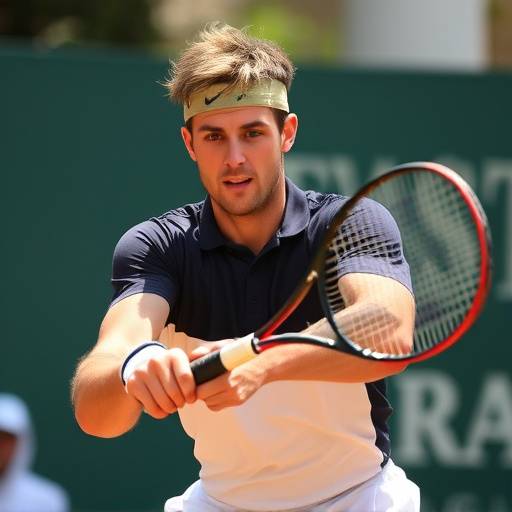 Jannik Sinner che gioca un dritto durante gli Internazionali d'Italia a Roma