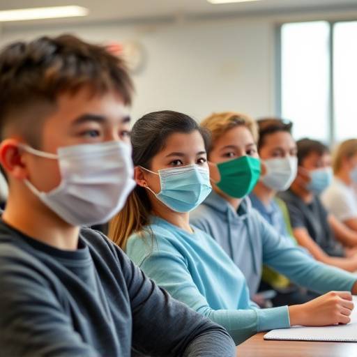 Studenti che indossano mascherine in una classe scolastica